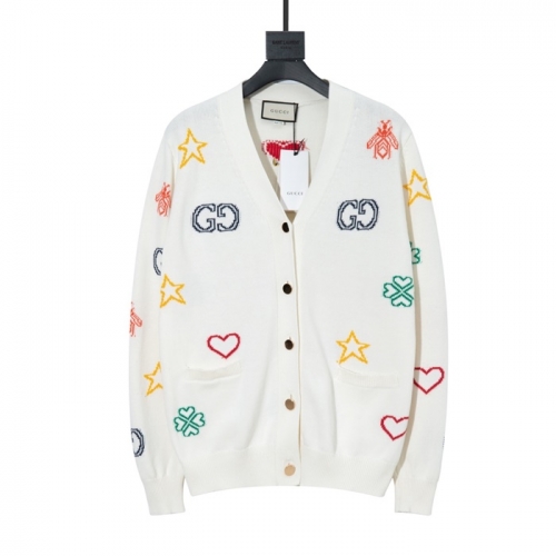 グッチユニセックストレンディネックニットカーディガンc03072ホワイト