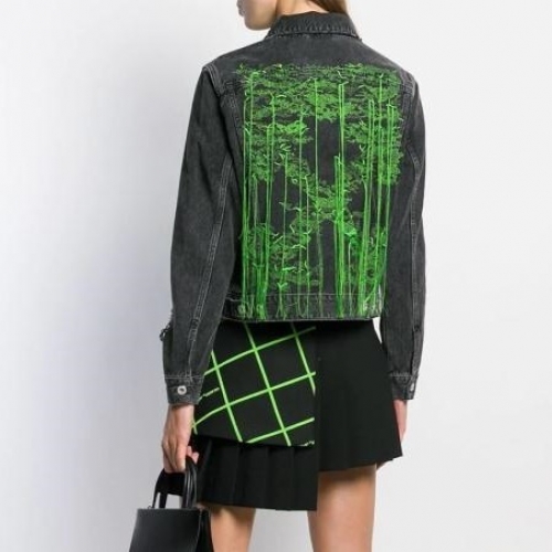 オフホワイトオフホワイトユニセックスカジュアルデニムジャケットf0565ブラック