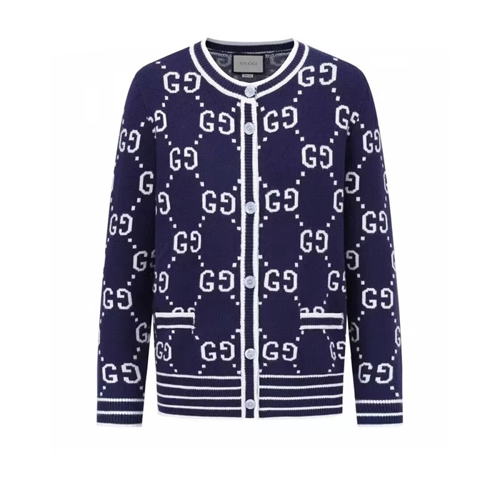 グッチメンズトレンディネックカーディガンc03086ネイビー