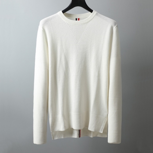 トムブラウン-トムブラウンメンズストラップクルーネックウールセーターm01015.ホワイト