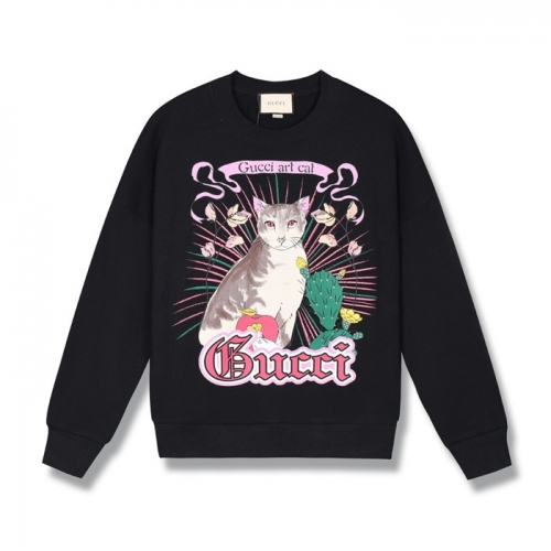 グッチ-グッチユニセックスコットンクルーネック長袖Tシャツc03134ブラック