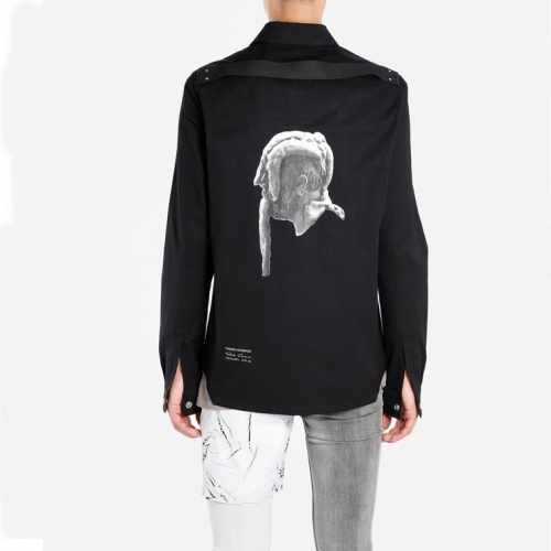 リックオウエンスリックオウエンスメンズカジュアルコットンシャツc0089ブラック