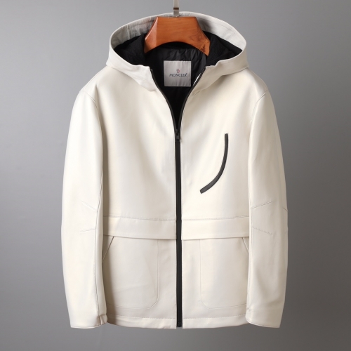 モンクレールメンズパッチモダンレザージャケットc01917アイボリー