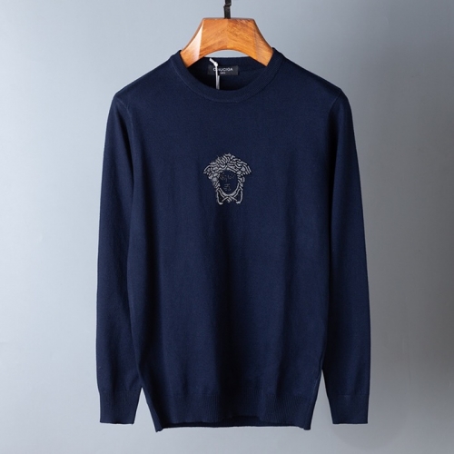 ヴェルサーチェ-ヴェルサーチェメンズメデューサクルーネックウールセーターr0734ネイビー