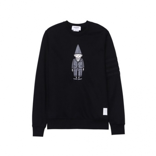 トムブラウン-トムブラウンメンズストラップクルーネック長袖Tシャツm01050ブラック