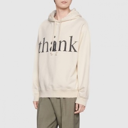 グッチグッチユニセックスカジュアルオーバーサイズコットンフーディc03152ホワイト