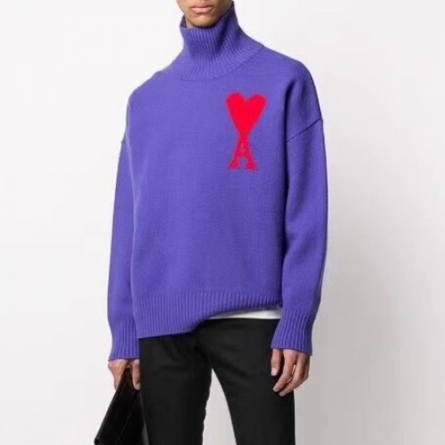 アミ-アミユニセックスカジュアルタートルネックセーター0056パープル