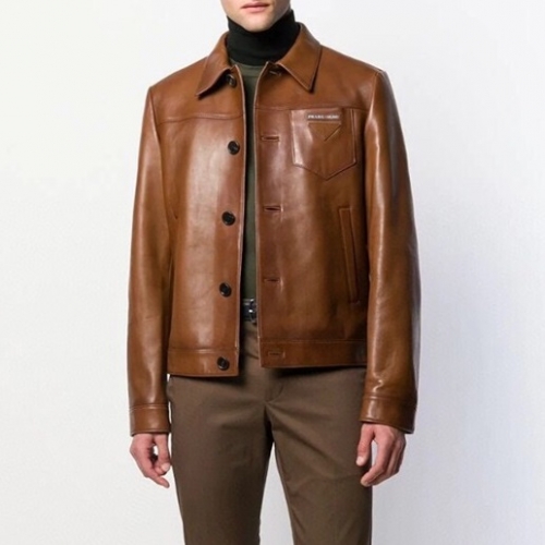 プラダメンズカジュアルレザージャケットa01170オレンジ
