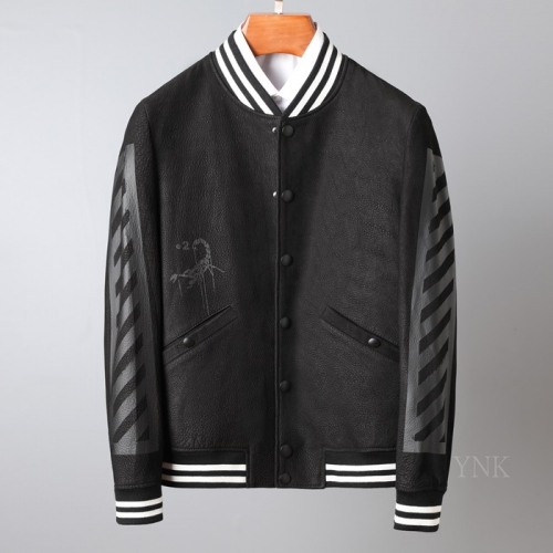 オフホワイトオフホワイトメンズカジュアルレザージャケットf0595ブラック