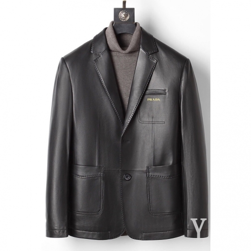 プラダメンズカジュアルレザージャケットa01171ブラック