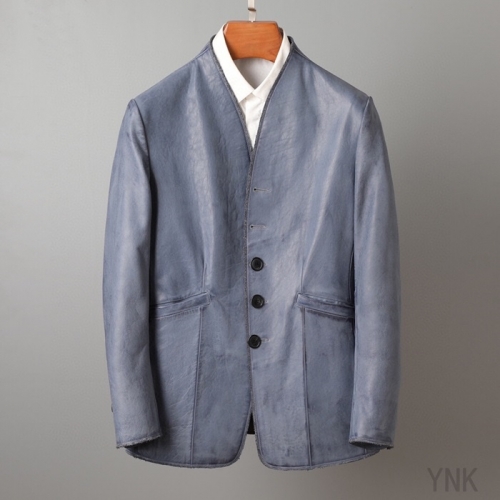 プラダメンズカジュアルレザージャケットa01173ブルー