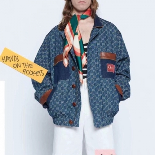 グッチグッチメンズカジュアルデニムジャケットc03160.ブルー