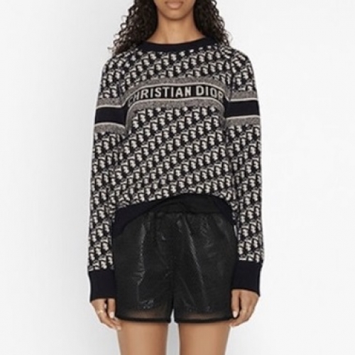 -ディオールレディースレトロクルーネックセーターo0906ブラック