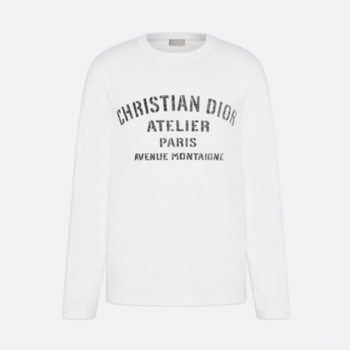 ディオールディオールメンズカジュアルコットン長袖Tシャツo0910ホワイト