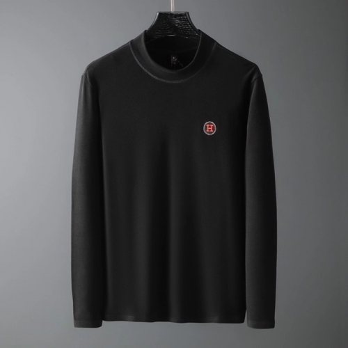 エルメス-エルメスメンズタートルネックカジュアルコットン長袖Tシャツr0543ブラック