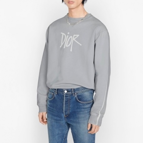 ディオールディオールユニセックスカジュアルコットン長袖Tシャツo0918グレー
