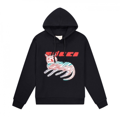 グッチグッチユニセックスカジュアルオーバーサイズコットンフーディc03173ブラック
