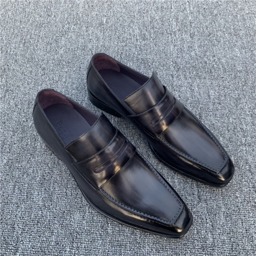 ベルルッティメンズ用レザーオックスフォードシューズ,(240-275),S0140,ブラック