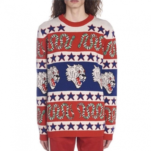 -グッチメンズカジュアルタートルネックウールセーターc03205ブルー