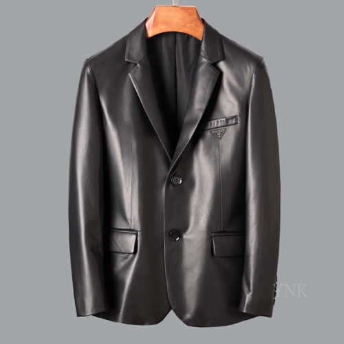 プラダメンズカジュアルレザージャケットa01197ブラック