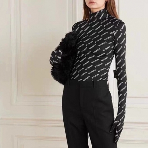 ヴェトモンヴェトモンユニセックスプリント長袖Tシャツt0116ブラック