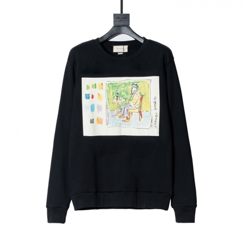 グッチ-グッチユニセックスコットンクルーネック長袖Tシャツc03216ブラック