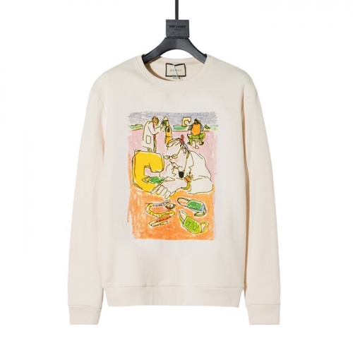 グッチ-グッチユニセックスコットンクルーネック長袖Tシャツc03219アイボリー