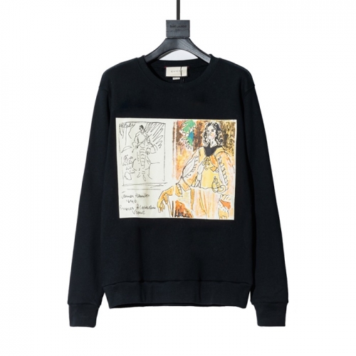 グッチ-グッチユニセックスコットンクルーネック長袖Tシャツc03220ブラック