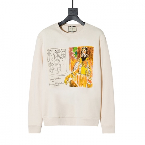 グッチ-グッチユニセックスコットンクルーネック長袖Tシャツc032221アイボリー