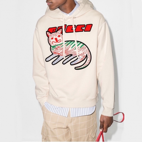 グッチグッチユニセックスカジュアルオーバーサイズコットンフーディc03227アイボリー