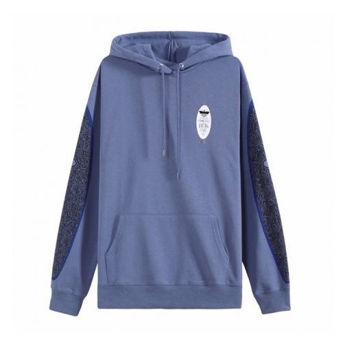 ディオールユニセックスカジュアルコットンフーディo01008ブルー