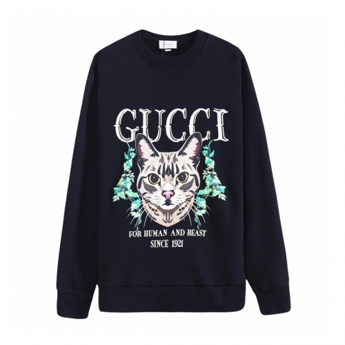 グッチ-グッチユニセックスコットンクルーネック長袖Tシャツc03233ブラック