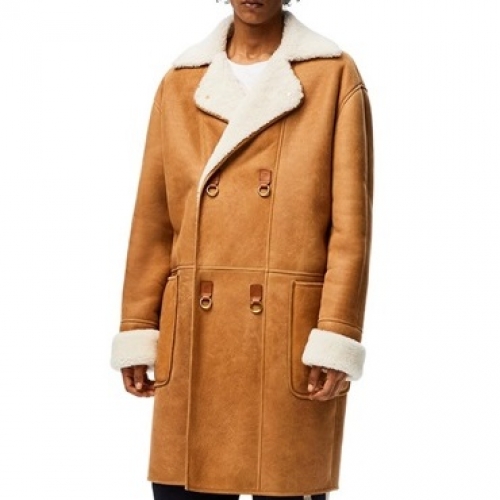 ロエベロエベメンズカジュアルレザーコートe0328ブラウン