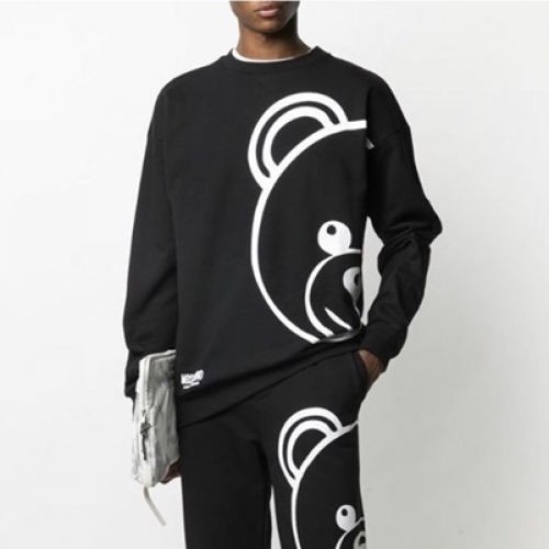 モスキーノ-モスキーノメンズクルーネックコットンスウェットシャツs0123ブラック