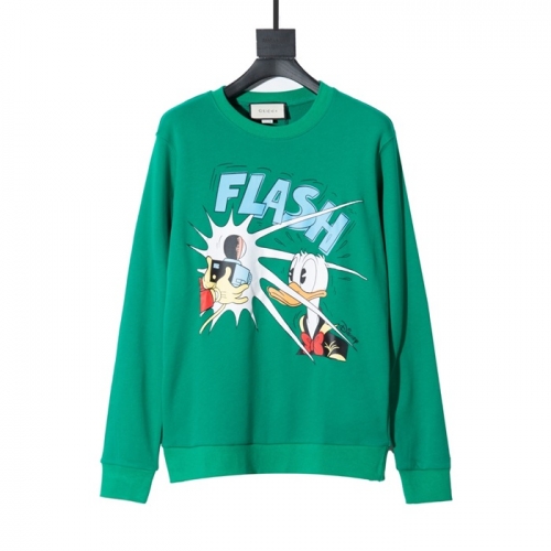 グッチ-グッチユニセックスコットンクルーネック長袖Tシャツc03249グリーン