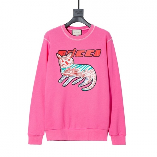 グッチ-グッチユニセックスコットンクルーネック長袖Tシャツc03252ピンク
