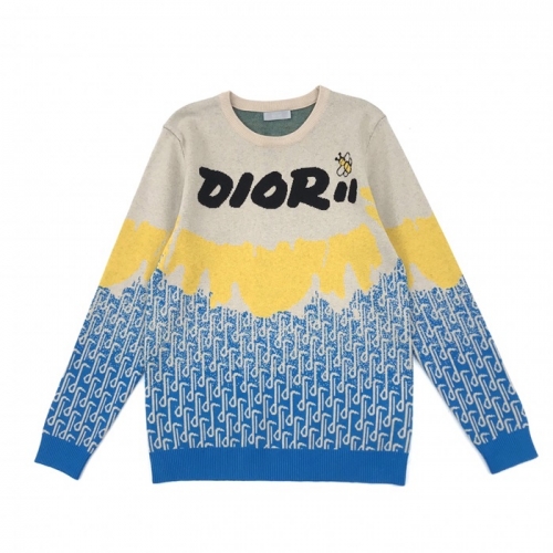 ディオール-ディオールユニセックスレトロクルーネックセーターo01031ブルー