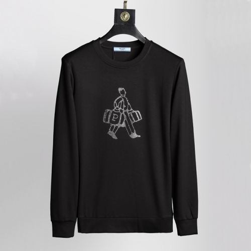 プラダ-プラダメンズクルーネック長袖Tシャツa01206ブラック