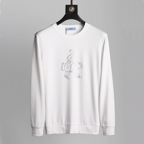 プラダ-プラダメンズクルーネック長袖Tシャツa01207ホワイト