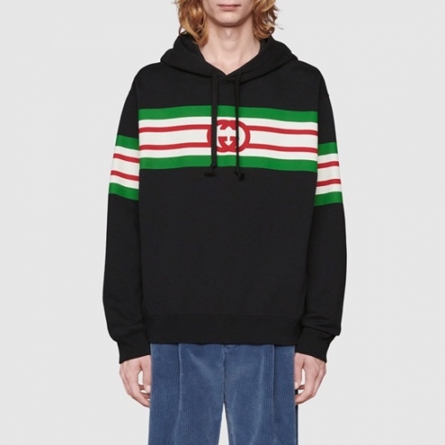 グッチグッチユニセックスカジュアルオーバーサイズコットンフーディc03261ブラック