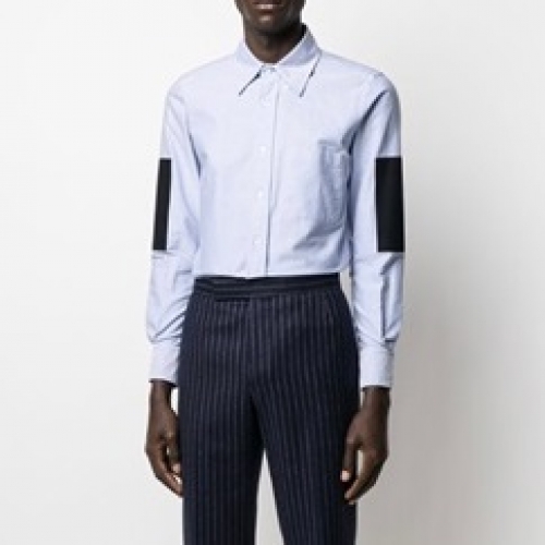 トムブラウントムブラウンメンズストラップコットンシャツm01124.ブルー