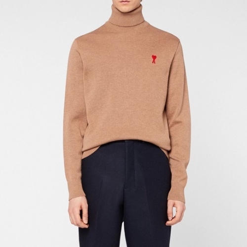 アミ-アミメンズカジュアルタートルネックセーター0069キャメル