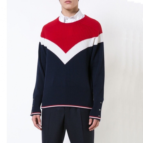 トムブラウン-トムブラウンメンズストラップクルーネックウールセーターm01130レッド