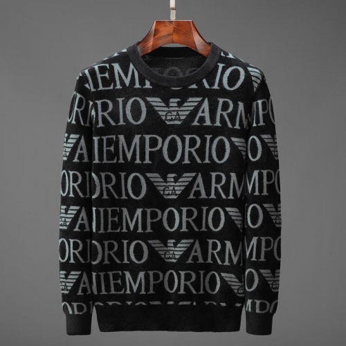 アルマーニ-アルマーニメンズクルーネックセーターm0830ブラック