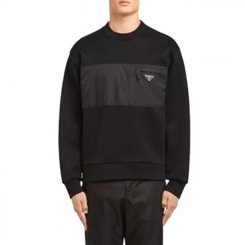 プラダ-プラダメンズクルーネック長袖Tシャツa01215.ブラック