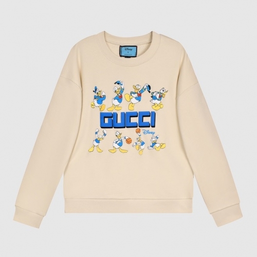 グッチ-グッチユニセックスコットンクルーネック長袖Tシャツc03292アイボリー