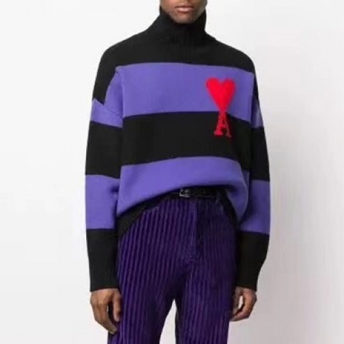 アミ-アミメンズカジュアルタートルネックセーター0071パープル