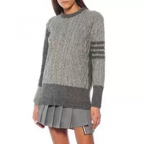 トムブラウン-トムブラウンレディースストラップクルーネックウールセーターm01139グレー