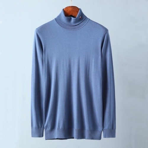 トムブラウン-トムブラウンメンズストラップタートルネックウールセーターm01144ブルー