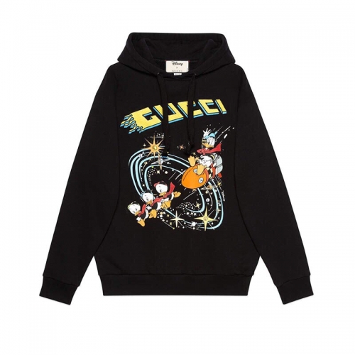 グッチグッチユニセックスカジュアルオーバーサイズコットンフーディc03306ブラック